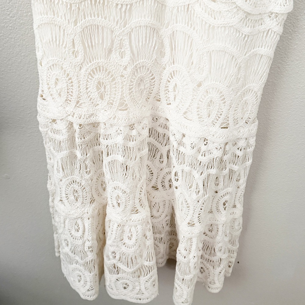 Alexis Yvonna White Lace Halter Midi Dress Tiered Eyelet Wedding Event Size S - Picture 10 of 10
